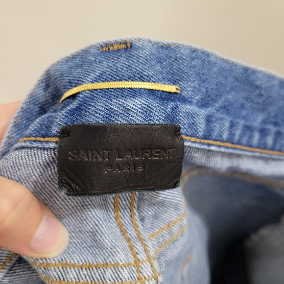 Saint Laurent denim jean shorts high rise Bermuda 27 - Picture 4 of 9